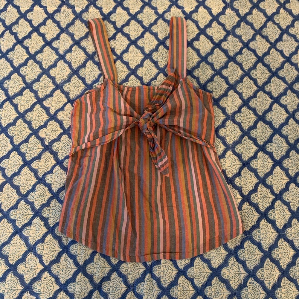 Madewell Tie-Front Rainbow Striped Tank Top